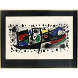 AFTER JOAN MIRO, LITHOGRAPH ON PAPER, H 13" W  21", 'STAR SCENE': Signed in plate at the lower