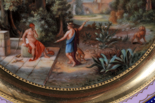 AUSTRIAN PORCELAIN CABINET PLATES, EARLY 20TH  C., PAIR, DIA 10.5", SCENES OF ODYSSEUS: In the - Image 3 of 4