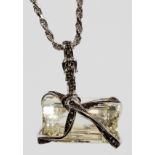 133.18CT NATURAL SPUDEMENE & DIAMOND PENDANT  NECKLACE, GIA, L 22": A 14kt white gold lady's