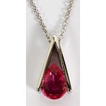 1.80CT PINK SAPPHIRE & GOLD LADY'S PENDANT  NECKLACE, L 16": 14kt white gold lady's  necklace,
