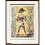 BERTOLDO TAUBERT [FRENCH, 1915-1974],  LITHOGRAPH, H 19" W 14 1/2", YOUNG HARLEQUIN:  Pencil