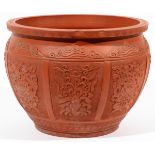 CHINESE MOLDED TERRACOTTA STYLE PLANTER, H 9",  DIA 12": Contemporary.