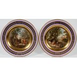 AUSTRIAN PORCELAIN CABINET PLATES, EARLY 20TH  C., PAIR, DIA 10.5", SCENES OF ODYSSEUS: In the