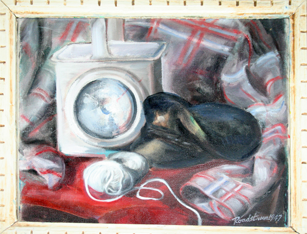 BOB ROADSTRUM OIL ON CANVAS, TWO H 13", W 21"  NAUTICAL STILL LIFE & SEAGULLS: Two Bob  Roadstrum [ - Image 3 of 4