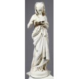 FRENCH WHITE PORCELAIN FIGURE OF "LISEUSE", 20TH  C., H 31": After Carrier Belleuse; unmarked.