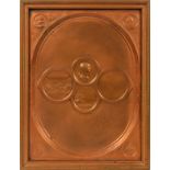 SAMUEL BLACH COPPER NATIONAL MEDALLION PLAQUE H  17" W 13": Framed. 19th.c. At the top curve it