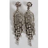 2.20CT DIAMOND & 18KT GOLD DANGLE EARRINGS, PAIR, L 2": A pair of 18kt white gold lady's dangle