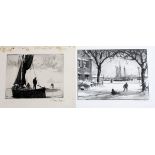 GORDON GRANT, ETCHING & LITHOGRAPH, TWO: Etching 7 7/8" x 9 3/4" pencil signed. Depicts two