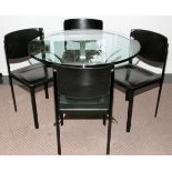 MATTEO GRASSI & OTHER DINING SET, MODERN, 5 PCS: Including four Matteo Grassi leather side chairs,