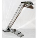 SPANISH MODERN CHROME TELESCOPING LAMP, H 16" W 10": Raised on a curved base, with a lucite support.