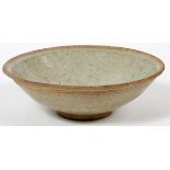 CHINESE POTTERY BOWL, H 2", DIA 6": Sand colored glaze.