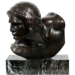CONSTANT ROUX [FRENCH, 1865-1929], BRONZE BUST, H 18" W 17": Signed at the reverse, and stamped with