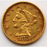 U.S. LIBERTY HEAD, 2 1/2 DOLLAR GOLD COIN, 1878: Weighing 4.2 grams in total approximate weight.
