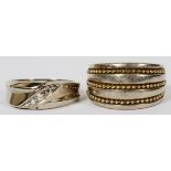 14KT & 18KT WHITE GOLD BAND RINGS, TWO: Including 1 14kt white gold ring stamped "Davis, 14K",