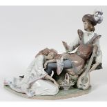 LLADRO PORCELAIN FIGURE GROUP, 'MEDIEVAL ROMANCE', H 14 1/2", L 16 1/2", #6327: Number 6327, with