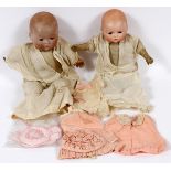 ARMAND MARSEILLE VINTAGE DOLLS & CLOTHING, 2, H 10": bisque heads, "AM Germany" on back of necks,