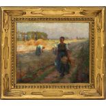LUCIE HARTRATH [1868-1962], OIL ON CANVAS, H 16" W 19", THE HARVEST: Lucille Hartrath [American,