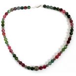 MULTICOLOR TOURMALINE & DIAMOND LADY'S BEAD NECKLACE, L 19": A lady's necklace, featuring natural