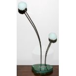CONTEMPORARY ART GLASS & ACRYLIC LAMP, C. 2001, SIGNED, H 25", W 17": A two light electrified