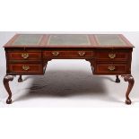 CHIPPENDALE STYLE MAHOGANY DESK H 31' W 65' L 36': Finished on all sides so can be used in center of