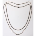 14KT WHITE GOLD NECKLACES, TWO, L 15"-18": Including two 14KT white gold chains, L 15" and L 18".