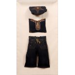 USS BROOKLYN WOOL BOY'S SAILOR UNIFORM, C. 1900, IN A SHADOWBOX FRAME, 46" X 26 1/2": Includes a