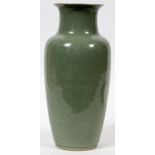 CHINESE INCISED PORCELAIN VASE, H 11.5", DIA 5.5": Celadon in color with incised floral designs.