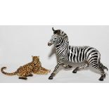 JAY STRONGWATER ENAMELED & JEWELED ANIMAL FIGURES, TWO, H 3 3/8" & 9": Including one figure of a
