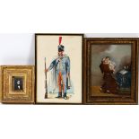 EUROPEAN MISCELLANEOUS PAINTINGS, 19TH AND 20TH C., 3: Lot includes: hand painted oil miniature male