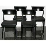ROCHE BOBOIS, LEATHER & CHROMED METAL SIDE CHAIRS, SET OF 4 H 31", W 18": A set of four leather