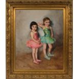 PAL FRIED, OIL ON CANVAS, 30" X 24", BALLERINAS: Signed. Pal Fried was born in Budapest in 1893.