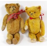 TEDDY BEARS, C 1910-1920, 2, H 16" -18": One teddy bear with growler, c 1920, H 16". And one other