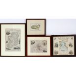 VINTAGE EUROPEAN PRINTED MAPS, FOUR, H 4 1/2"-13 3/4" W 6 1/4"-12 1/2": Including one map of St.