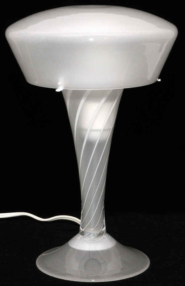 CARLO MORETTI, ITALIAN ART GLASS LAMP, H 12", DIA 8", [1934-2008]: An art glass table lamp by