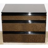 GIORGIO COLLECTION, LACQUER THREE-DRAWER CHEST, H 19", W 23": Measures H.19 1/2" x 23 1/2" x 16". "