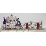 CAPO DI MONTE PORCELAIN PLATEAU WITH CARRIAGE, 19TH C., L 34": A plateau of a horse drawn carriage