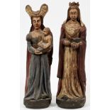 SPANISH CARVED WOOD SANTOS FIGURES, 19TH C., TWO, H 14 1/2": Including 1 hand carved wood figure