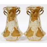 ROYAL DUX BISQUE VASES, C. 1910, PAIR, H 8 1/2", W 5 1/4": A pair of vases in the Art Nouveau style,