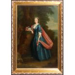 ATTRIB. TO CHARLES PHILIPS [1708-1747], OIL ON CANVAS, H 19 1/4" W 12 1/2", PORTRAIT OF A LADY: