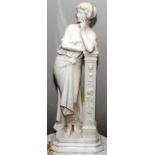 FERDINANDO VICHI [ITALIAN, 1875-1945], CARVED MARBLE SCULPTURE, H 30 1/2" W 11" D 9": Signed, "F.