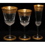 ST. LOUIS 'THISTLE' CRYSTAL STEMWARE, SET OF 21 PIECES, H 6 3/8"-7 1/2": Including 6 water