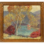 CARL R. KRAFFT [AMERICAN, 1884-1938], OIL ON CANVAS, H 23" W 26', "AUTUMN SONG": Signed at the lower