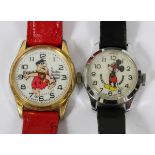 MICKEY MOUSE AND FRED FLINTSTONE WATCHES: A Bradley Mickey Mouse watch and a Fred Flintstone Yabba-