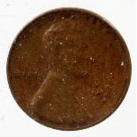 U.S. LINCOLN .01C CIRCA 194? - S, [NO FOURTH NUMBER]: Lincoln Copper Penny, one cent, broken die