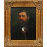 EUROPEAN OIL ON ARTIST BOARD, 19TH C., H 14", W 11", PORTRAIT OF A BEARDED MAN: Unsigned; gilt