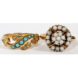 ENGLISH 18KT GOLD & 14KT YELLOW GOLD RINGS, TWO, INCLUDING OPAL: Including 1 English 18kt yellow