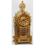 FRENCH GILT METAL & CHAMPLEVÉ MANTEL CLOCK, LATE 19TH C., H 16 1/2": No apparent markings,