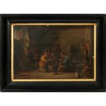 MANNER OF DAVID TENIERS OIL ON WOOD PANEL H 9 1/2" L 13 3/4": Interior scene. Unsigned and framed;