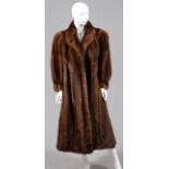 HUDSON'S FUR SALON LADY'S MINK COAT, L 52": A brown mink fur coat, measuring L.52" x 18", L. 23"