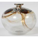 MARY ANGUS, VERMONT, 1978 CONTEMPORARY GLASS PAPERWEIGHT VASE, H 4 1/2", DIA 5 1/2": Signed and
